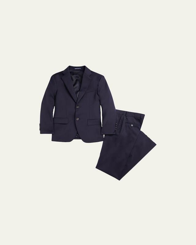 Boy's Tailored Wool Twill Two-Piece Suit, Size 5-7
